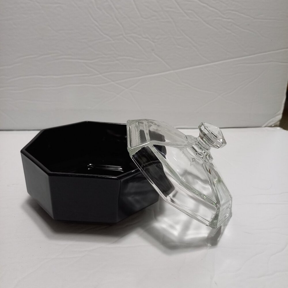 Black ARCOROC Candy Dish / Clear Glass Lid